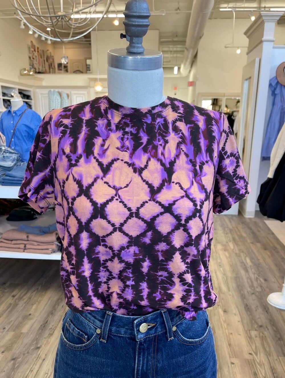Ulla Johnson Estelle Shirt Tee Tie Dye Purple Cotton Short Sleeve Small